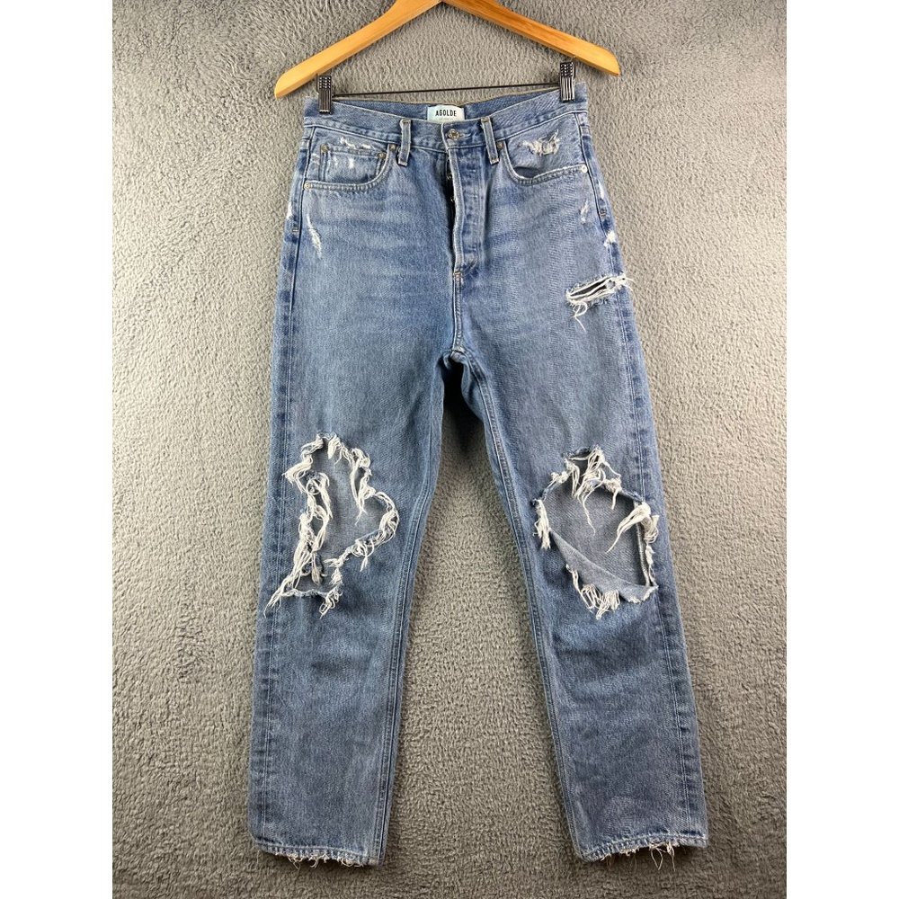 AGOLDE 90's Mid Rise Loose Fit Straight Jeans Distressed Size 26